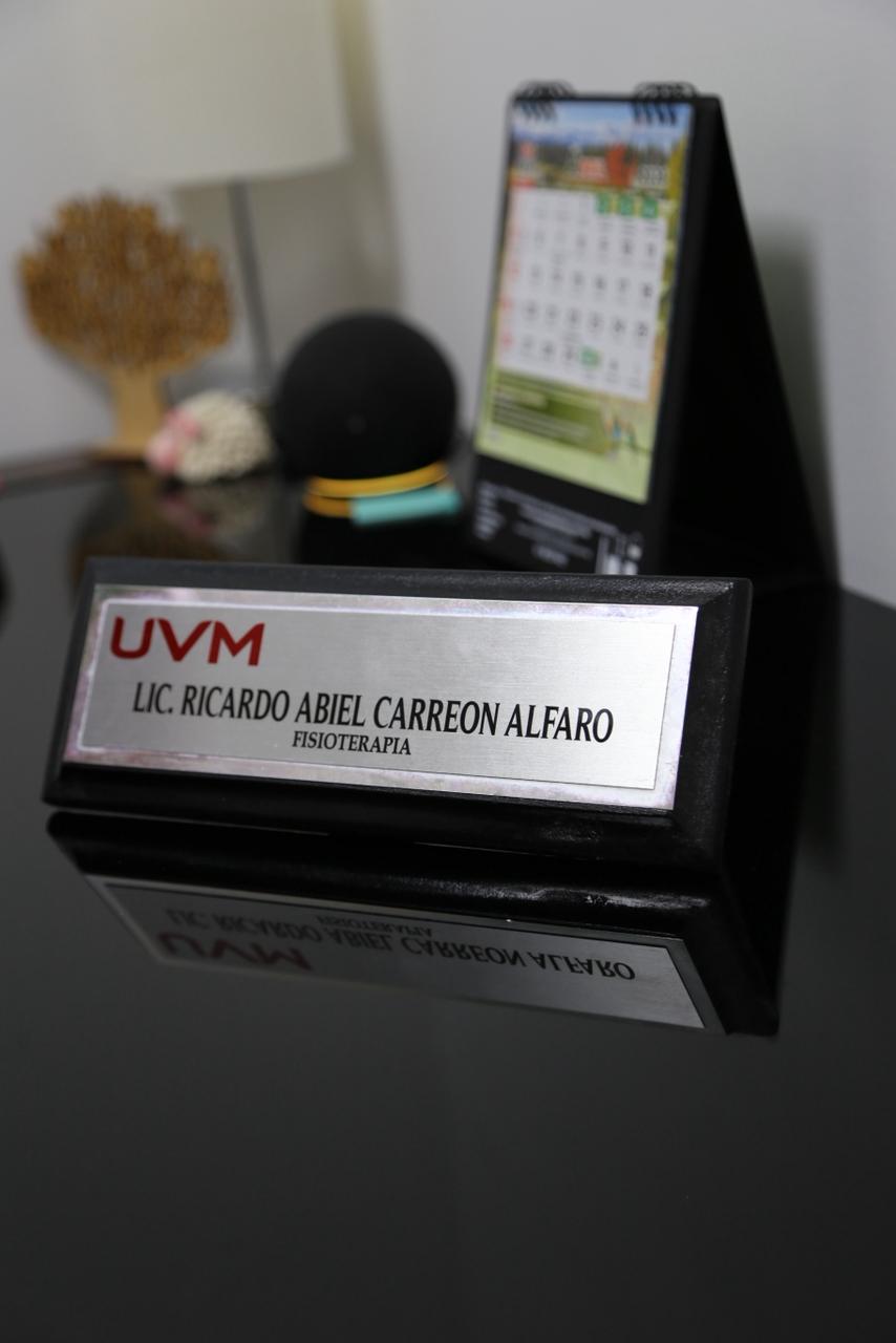 Placa UVM — Lic. Ricardo Abiel Carreón Alfaro, Fisioterapia